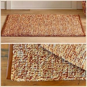 ACCENT RUG MAT 24x36in Jute Wool Brown Beige New